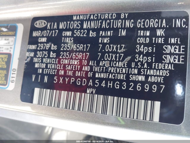 2017 KIA SORENTO 5XYPGDA54HG326997 Photo 8