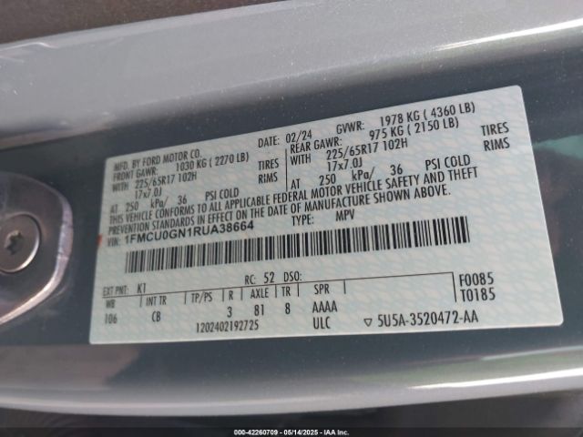 2024 FORD ESCAPE 1FMCU0GN1RUA38664 Photo 8