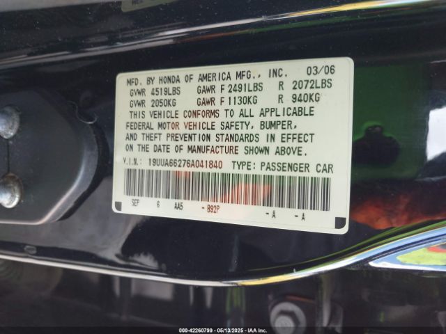 2006 ACURA TL 19UUA66276A041840 Photo 8