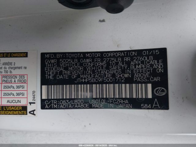JTHHP5BC9F5001712 Lexus Rc F Base (a8)
