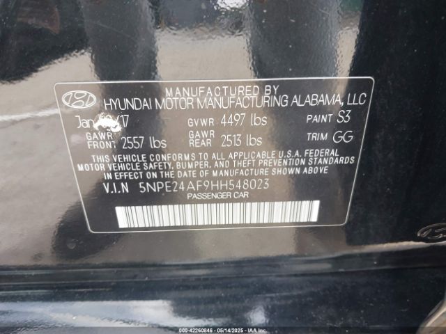 5NPE24AF9HH548023 Hyundai Sonata