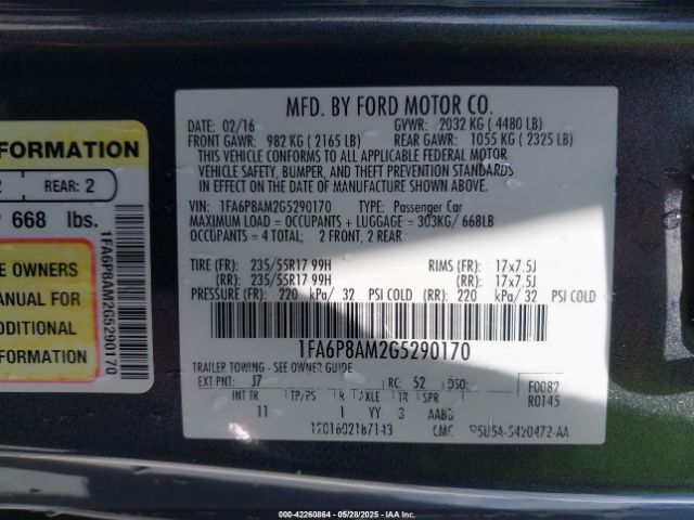 2016 FORD MUSTANG 1FA6P8AM2G5290170 Photo 8