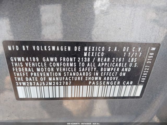 3VW2B7AJ5JM262787 Volkswagen 1.4 tsi