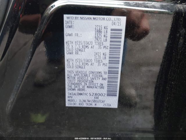5N1AL0MM7FC528002 Infiniti QX60