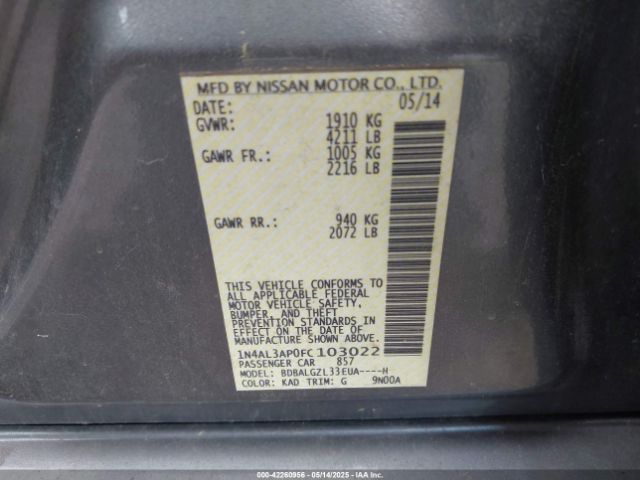 1N4AL3AP0FC103022 Nissan Altima 2.5 S