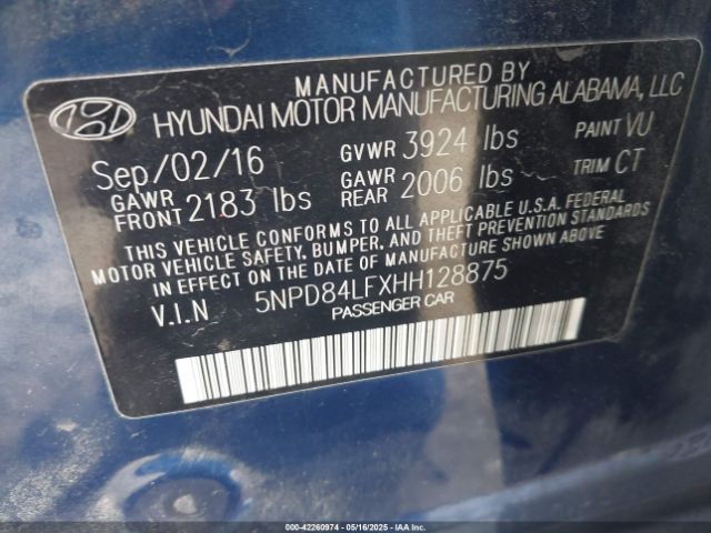 5NPD84LFXHH128875 Hyundai Elantra Value Edition