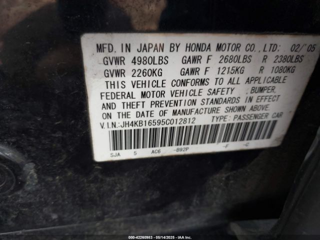 2005 ACURA RL JH4KB16595C012812 Photo 8