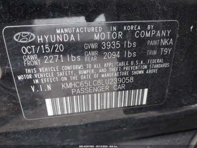 KMHC65LC8LU239058 Hyundai Ioniq Hybrid Blue