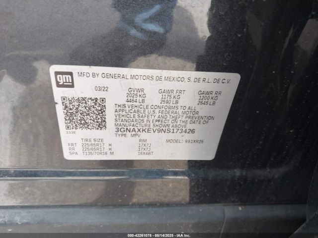 2022 CHEVROLET EQUINOX 3GNAXKEV9NS173426 Photo 8