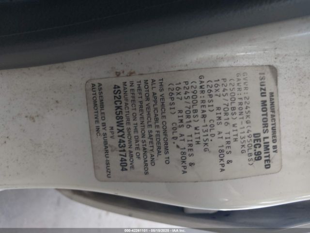 2000 ISUZU RODEO 4S2CK58WXY4317404 Photo 8