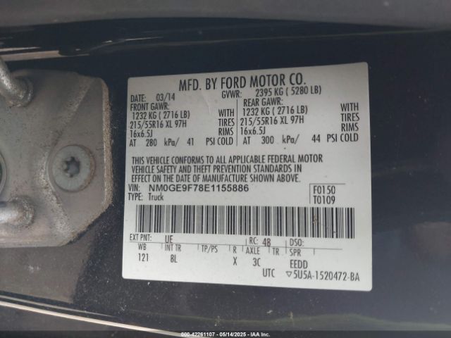 NM0GE9F78E1155886 Ford Transit Connect Xlt