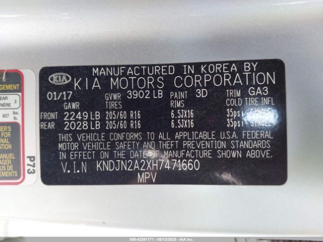 KNDJN2A2XH7471660 KIA Soul