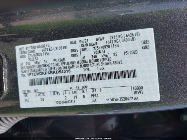 2024 FORD F-150 1FTEW2KP6RKD54018 Photo 8