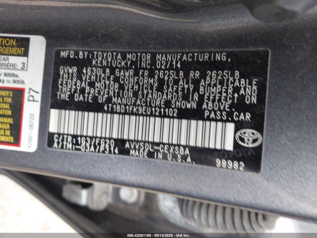4T1BD1FK9EU121102 Toyota Camry Hybrid Se Limited Edition