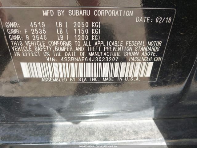2018 SUBARU LEGACY 4S3BNAF64J3033207 Photo 8