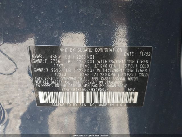 4S4BTACC4R3195054 Subaru Outback Premium