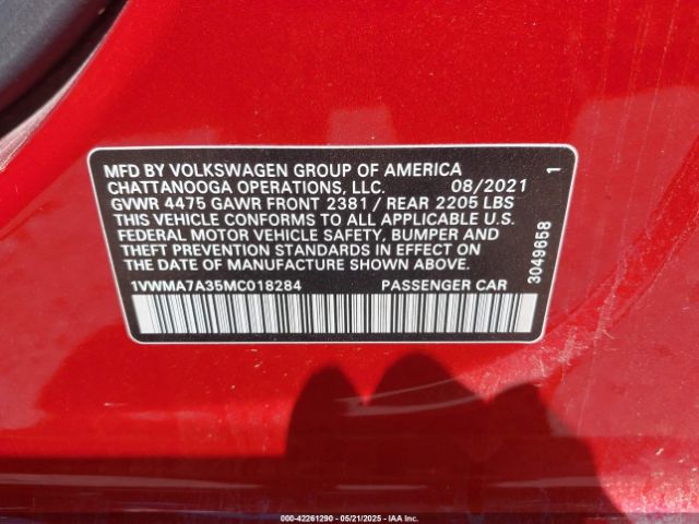 1VWMA7A35MC018284 Volkswagen Passat 2.0t R-line
