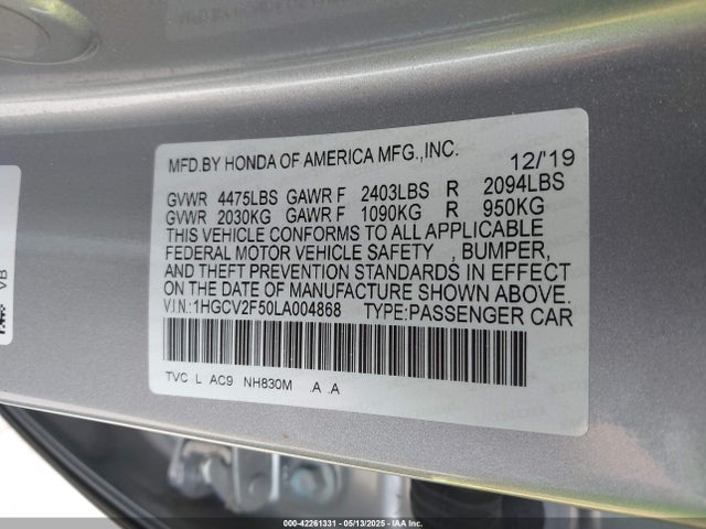 1HGCV2F50LA004868 Honda k20c4