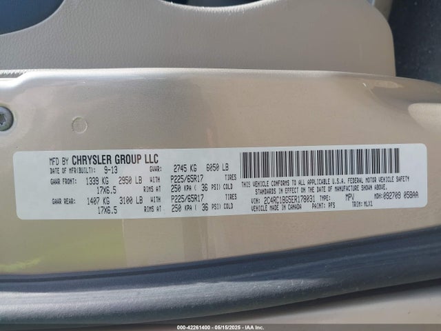 2C4RC1BG5ER178031 Chrysler Town & Country Touring