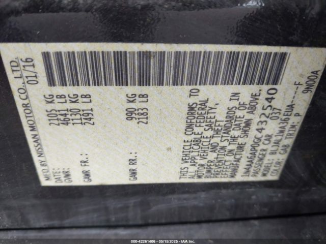1N4AA6AP0GC432540 Nissan Maxima 3.5 Sr