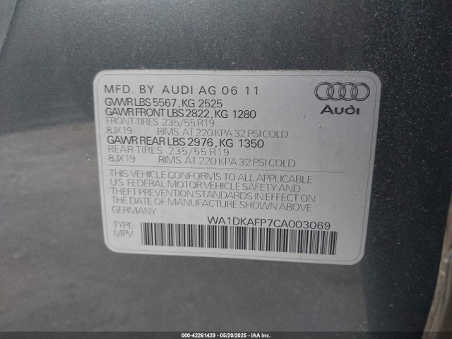 2012 AUDI Q5 WA1DKAFP7CA003069 Photo 8