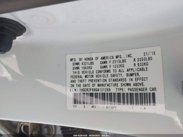 1HGCR2F88GA101269 Honda Accord Ex-l