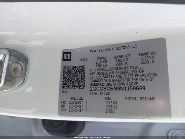 1GCGSCEN8N1159669 Chevrolet lgz