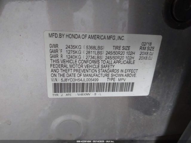 2018 ACURA MDX 5J8YD3H54JL005499 Photo 8