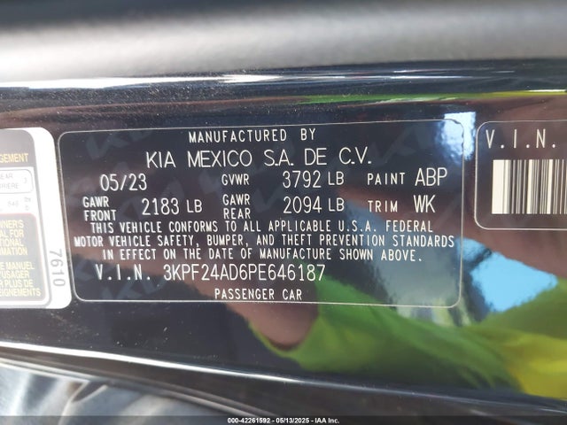 3KPF24AD6PE646187 KIA mpi nu
