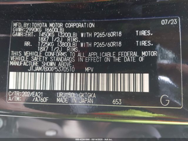 JTJAM7BXXP5370510 Lexus Gx 460 Premium