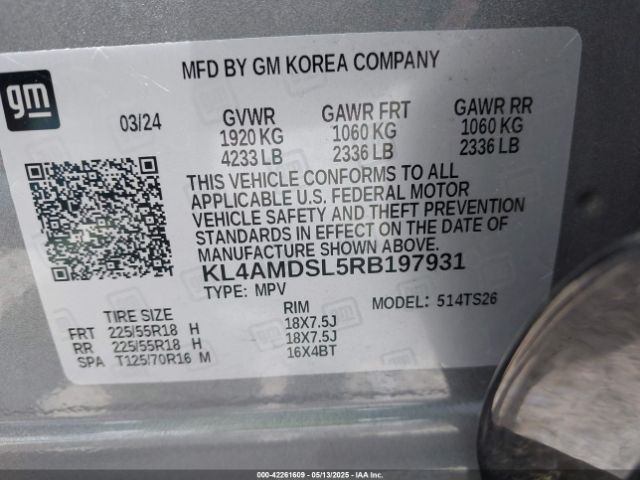 KL4AMDSL5RB197931 Buick Encore Gx Sport Touring Fwd
