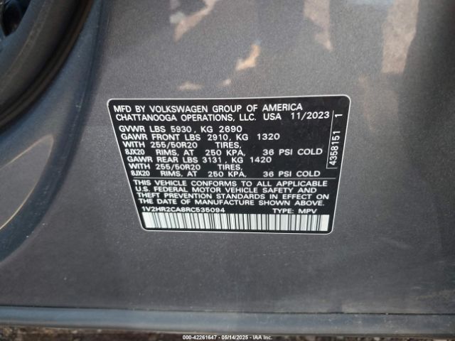 1V2HR2CA8RC535094 Volkswagen Atlas 2.0t Se W/technology