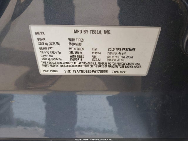 2023 TESLA MODEL Y 7SAYGDEE5PA170506 Photo 8