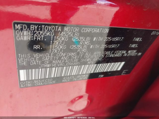 JTMWFREV8GJ096885 Toyota Rav4 Xle