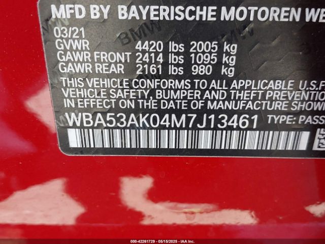 2021 BMW 228I GRAN COUPE WBA53AK04M7J13461 Photo 8