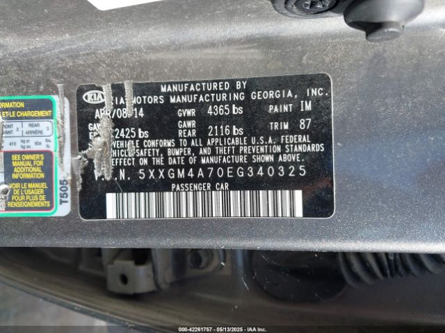 5XXGM4A70EG340325 KIA Optima Lx