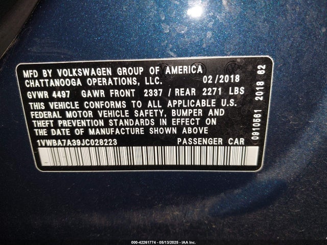 1VWBA7A39JC028223 Volkswagen tsi