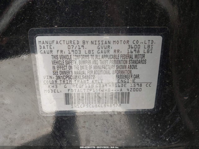 3N1CP5CU8KL548972 Nissan 2019