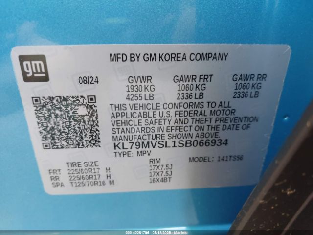 KL79MVSL1SB066934 Chevrolet Trailblazer Fwd Activ