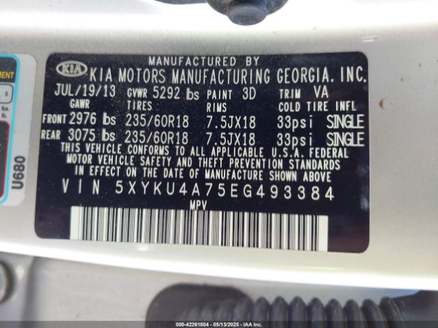 5XYKU4A75EG493384 KIA Sorento Ex V6