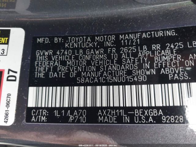 58ACA1C15NU015490 Lexus a25a-fxs, 3nm