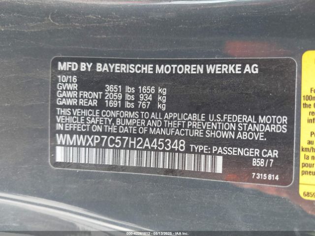 WMWXP7C57H2A45348 Mini Hardtop Cooper S