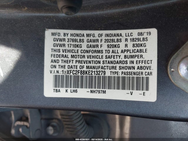 19XFC2F88KE213279 Honda k20c2