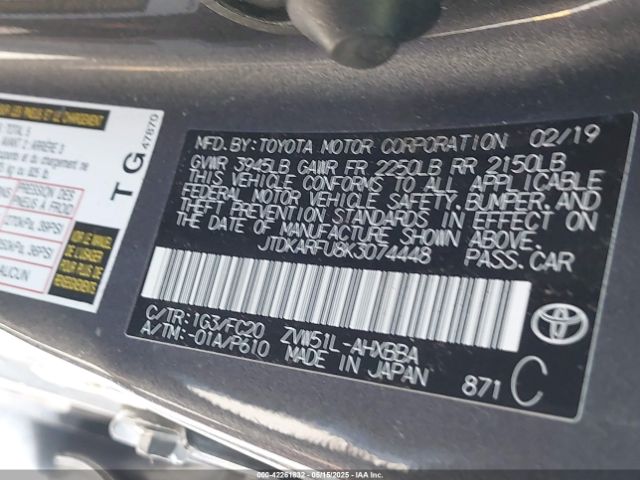 JTDKARFU8K3074448 Toyota Prius L Eco