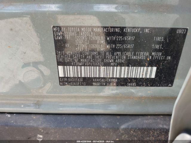 4T3RWRFV6PU106620 Toyota Rav4 Hybrid Xle