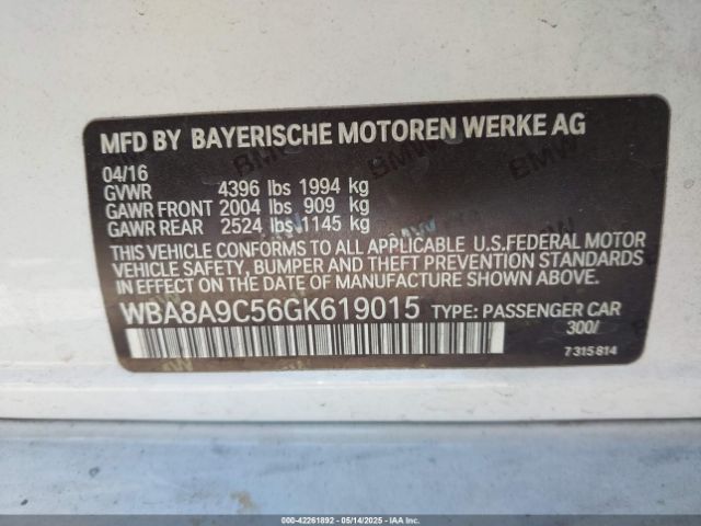 2016 BMW 320I WBA8A9C56GK619015 Photo 8