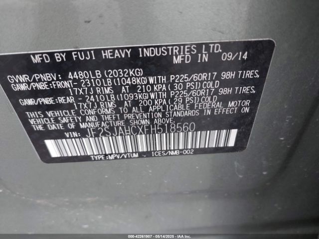 JF2SJAHCXFH518560 Subaru 2.5na u5