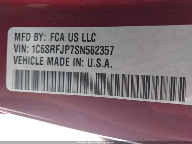 1C6SRFJP7SN562357 RAM 1500 Laramie  4x4 5'7 Box