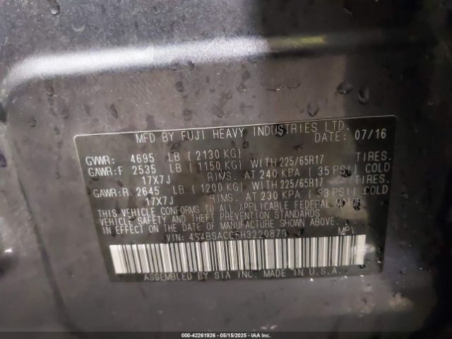 4S4BSACC5H3220870 Subaru Outback 2.5i Premium