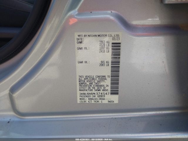 1N4BL4DV6PN374547 Nissan Altima Sv Fwd